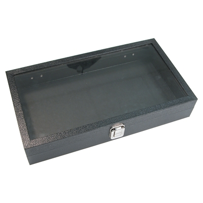 83-2C  Metal Clasps Glass Top Lid Case