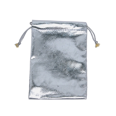 BX1270-1  Silver Drawstring Pouches