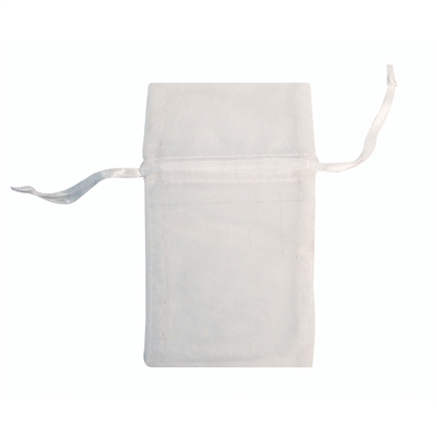 BX1292-WH White Organza Drawstring Gift Pouches