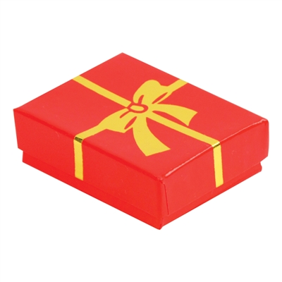 BX2832-RK Glossy Red - Gold Bow Cotton Filled Boxes