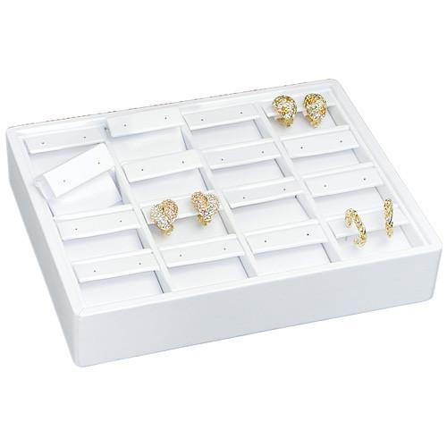 White Faux Leather 25 Pair Earring Jewelry Display Holder Showcase Stand  Tray | eBay