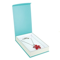 HD7V-G71 Fancy Magnetic Flap Necklace Box Teal Blue