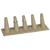 RD-2455N-N3 5 Long Finger Ring Display Burlap