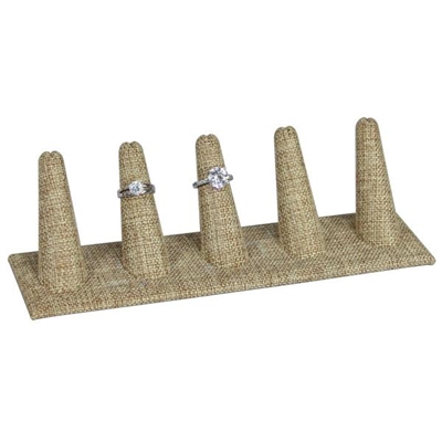 RD-2455N-N3 5 Long Finger Ring Display Burlap