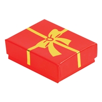 RK  1(BX2821-RK) GLOSSY RED W/ GOLD BOW COTTON GIFT BOX