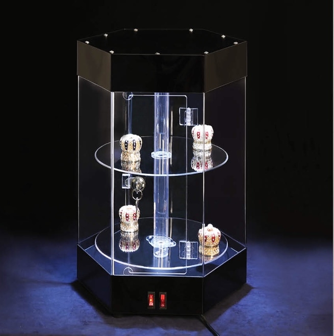 Black Lighted Display Case | Large Locking Jewelry Showcase